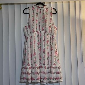 Maison Tara 16W dress floral white pink feminine sweet Sunday best Easter
